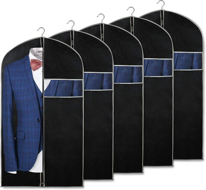 Suit and Dress Protector Bags with Clear Window Panel – Set of 10 Hanging Storage Covers – Zippered Wardrobe Organizers for Closet and Trave