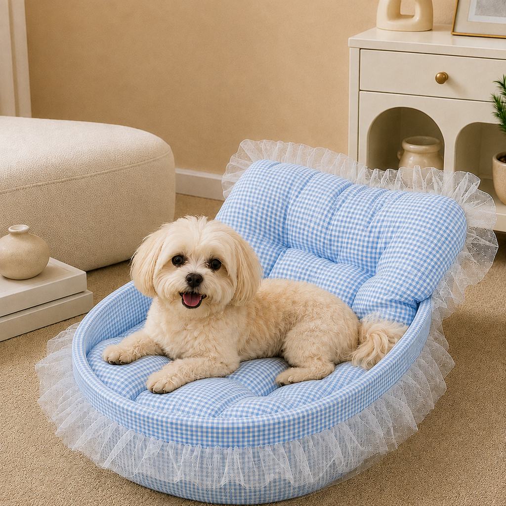 Ortekor All-Season Bolster Pet Bed for Cats & Small Dogs - Cushioned Indoor Lounger with Raised Sides