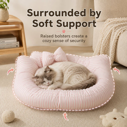 Ortekor All-Season Bolster Pet Bed with Pillow for Cats & Small Dogs - Soft Raised-Edge Support for Indoor Naps