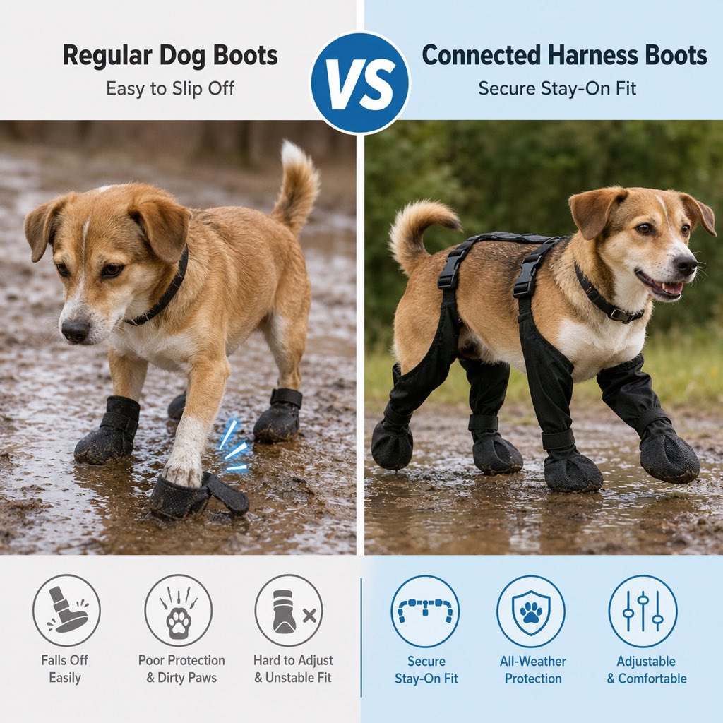 Ortekor Stay-On Waterproof Dog Walking Boots for Rain, Mud & Hot Pavement - Anti-Slip Paw Protection Suit
