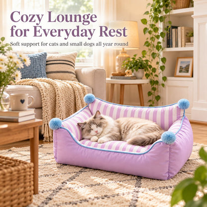 Ortekor All-Season Pet Sofa Bed with Supportive Bolsters & Pillow for Cats and Small Dogs