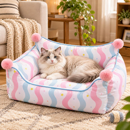 Ortekor All-Season Pet Sofa Bed with Supportive Bolsters & Pillow for Cats and Small Dogs