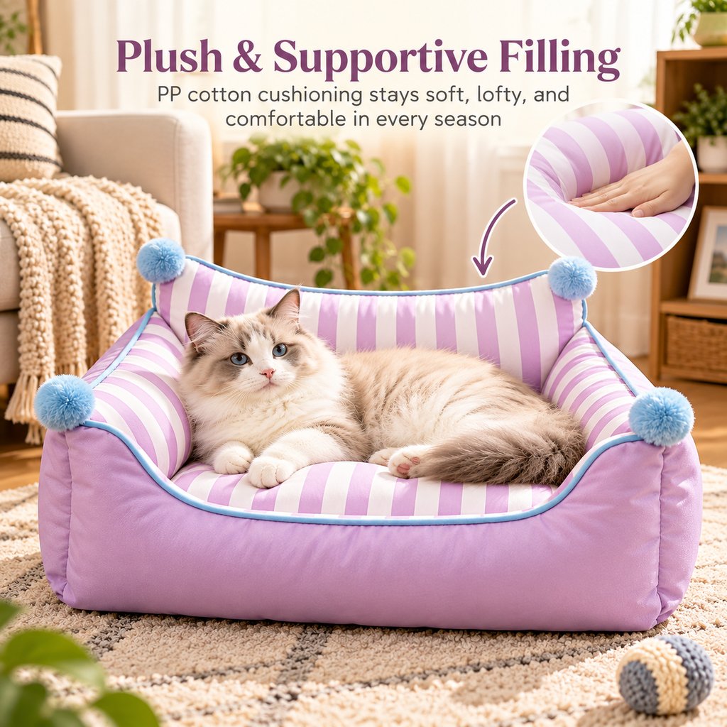 Ortekor All-Season Pet Sofa Bed with Supportive Bolsters & Pillow for Cats and Small Dogs