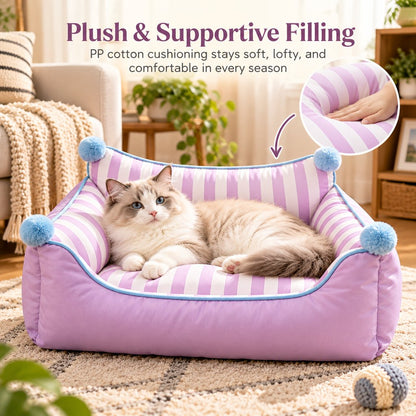 Ortekor All-Season Pet Sofa Bed with Supportive Bolsters & Pillow for Cats and Small Dogs