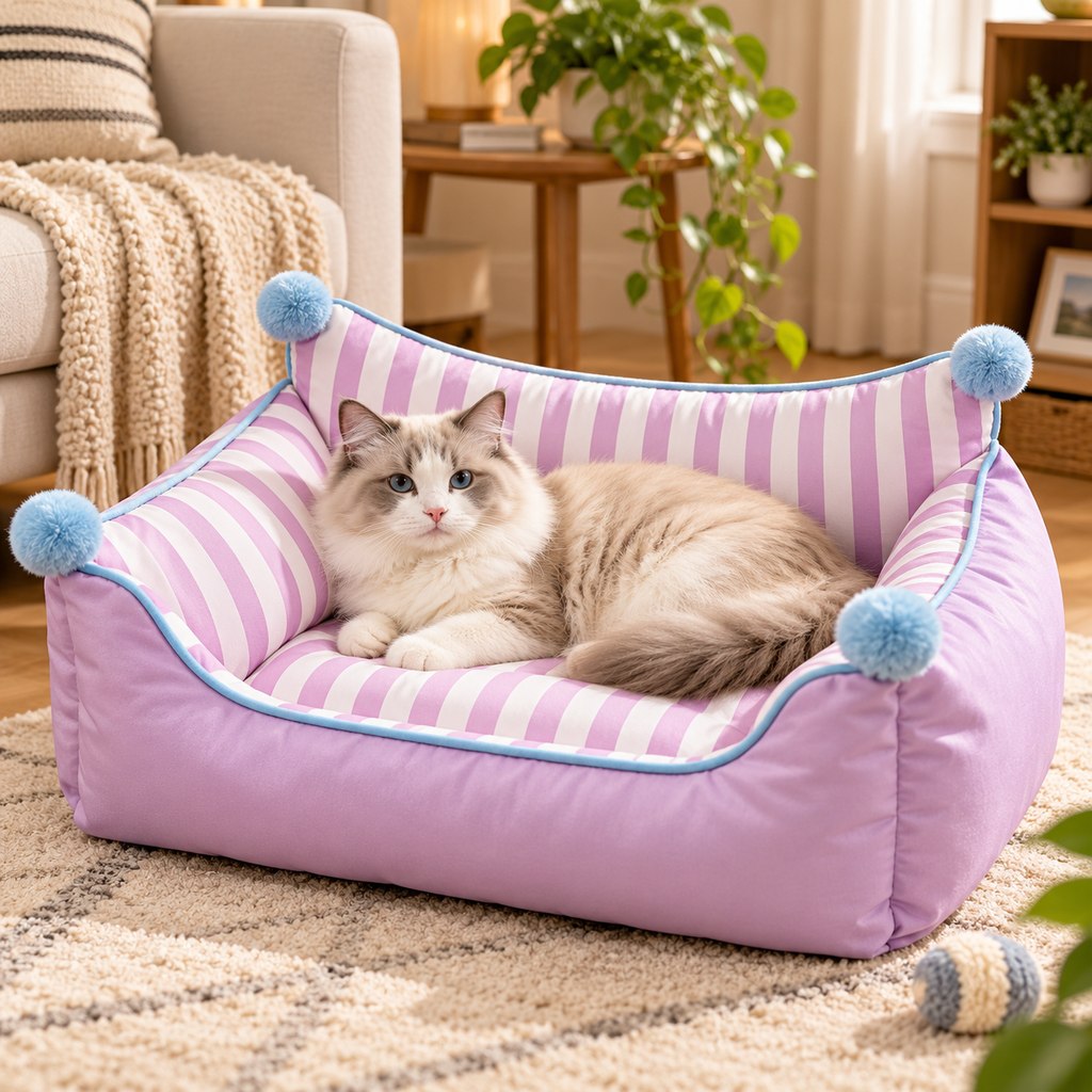 Ortekor All-Season Pet Sofa Bed with Supportive Bolsters & Pillow for Cats and Small Dogs