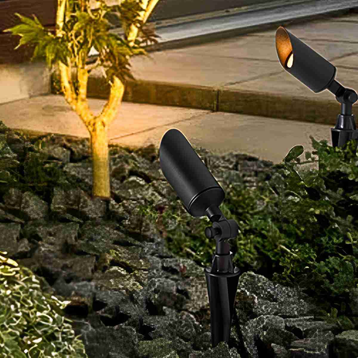Adjustable LED Accent Light 2.4 Inch Stake Spot for Yard Tree Shrub Path Driveway Patio Weather-Resistant Aluminum Housing Warm White 3000K