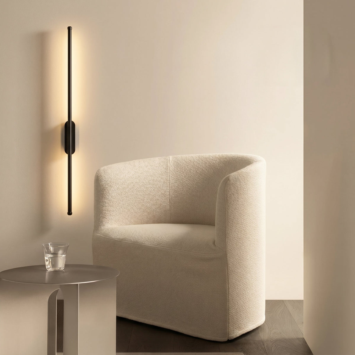 Modern Linear LED Wall Light 3000K Warm White Brushed Metal Sconce for Living Room Hallway Entry Bedroom Corridor Accent Lighting