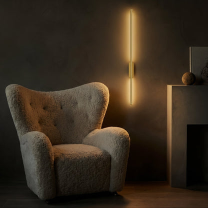 Modern Linear LED Wall Light 3000K Warm White Brushed Metal Sconce for Living Room Hallway Entry Bedroom Corridor Accent Lighting