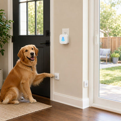 Ortekor Wireless Dog Doorbell for Potty Training - Self-Powered Paw Button & Plug-In Chime to Help Dogs Ask to Go Outside