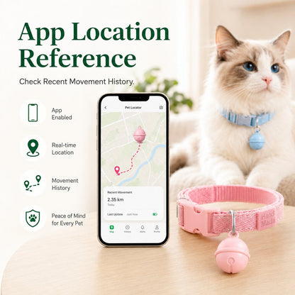 Ortekor Smart Pet Tracker Bell Collar for Cats & Small Dogs - Find Hiding Pets Faster at Home, in the Yard & on Daily Walks