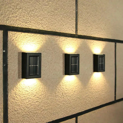 Outdoor Solar Wall Light Wireless Warm White LED Up Down Sconce IP44 Waterproof for Patio Pathway Deck Stairs Entryway Automatic Dusk to Daw