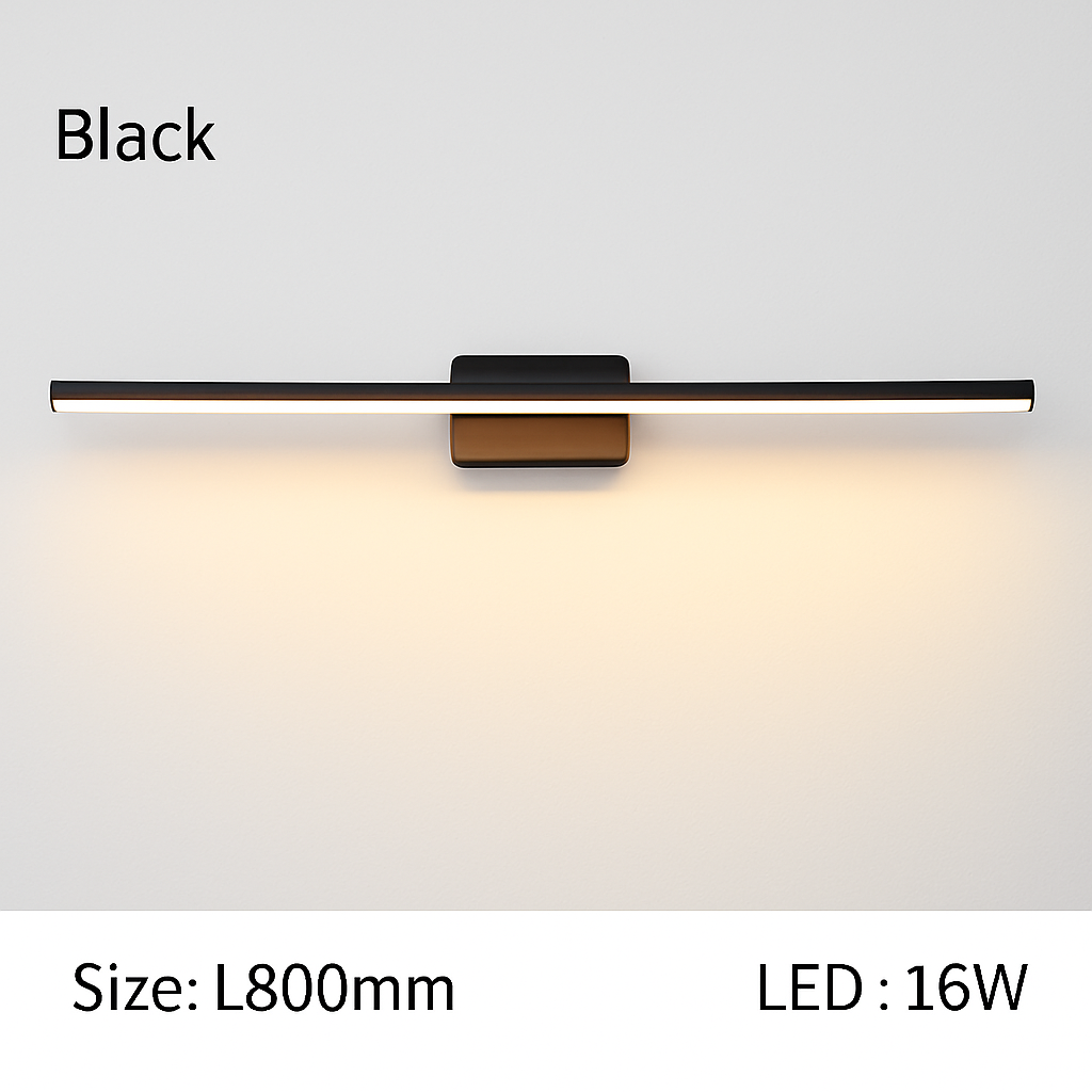 LED Bathroom Vanity Light Fixture – Slim Rectangular Wall Sconce for Mirror Lighting – Metal Bar Mount – Modern Design for Powder Room