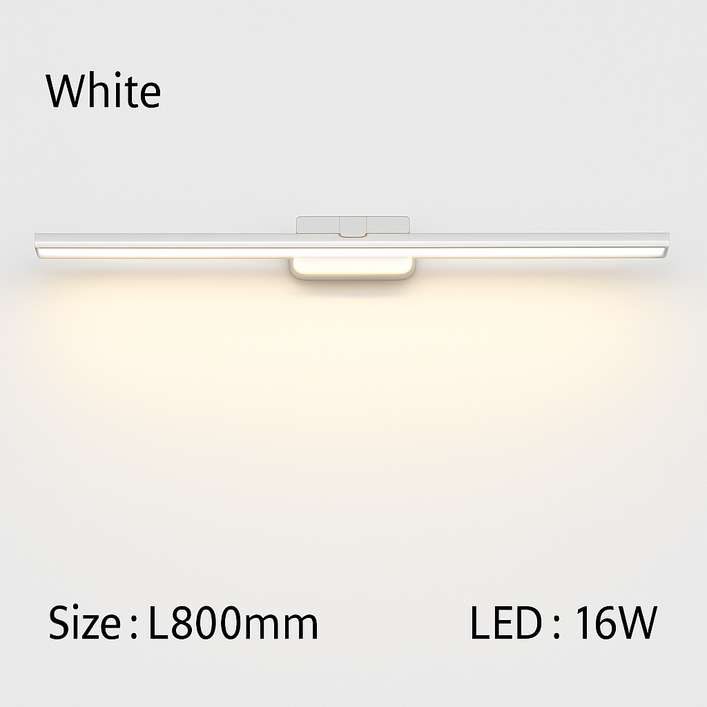 LED Bathroom Vanity Light Fixture – Slim Rectangular Wall Sconce for Mirror Lighting – Metal Bar Mount – Modern Design for Powder Room