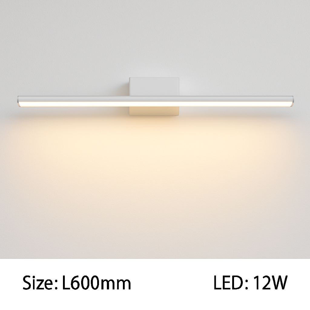 LED Bathroom Vanity Light Fixture – Slim Rectangular Wall Sconce for Mirror Lighting – Metal Bar Mount – Modern Design for Powder Room
