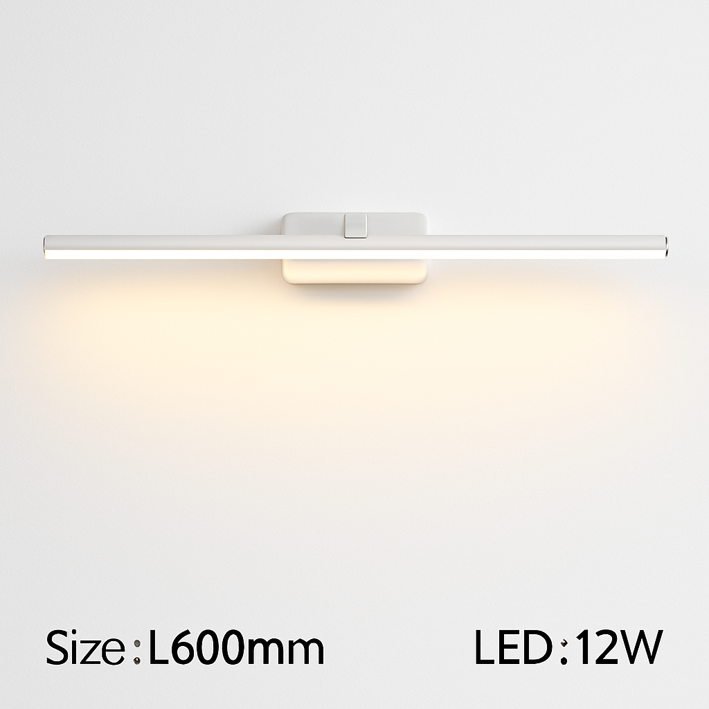 LED Bathroom Vanity Light Fixture – Slim Rectangular Wall Sconce for Mirror Lighting – Metal Bar Mount – Modern Design for Powder Room