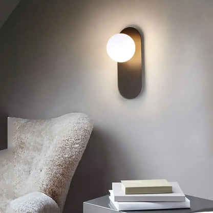 Glass Globe Sconce Light Fixture 23 Inch Vertical Metal Frame Warm White LED for Entryway Living Room Bedside Industrial Modern
