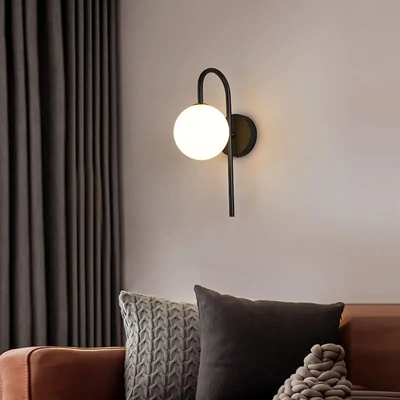 Articulating Sphere Sconce with 23-Inch Swing Arm for Bedside & Reading Nook Lighting – E27 Socket, Frosted Globe Shade, Metal Frame – Adjus