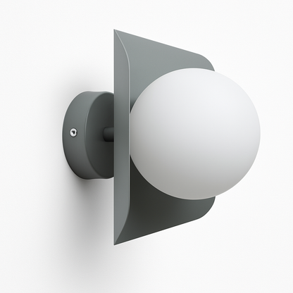 Hexagonal Metal Sconce with White Globe Shade, E27 Socket, 10-Inch Contemporary Fixture for Hallways, Nurseries & Bedrooms