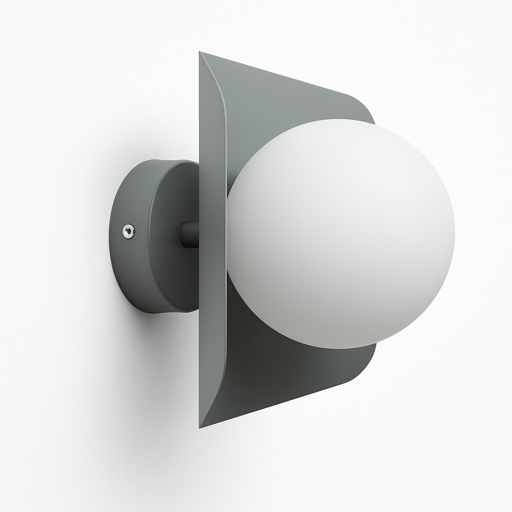 Modern Wall Sconce with White Glass Globe – Metal Frame LED Light for Bedroom, Living Room, Hallway & Dining | Minimalist Wall Mount Fixture