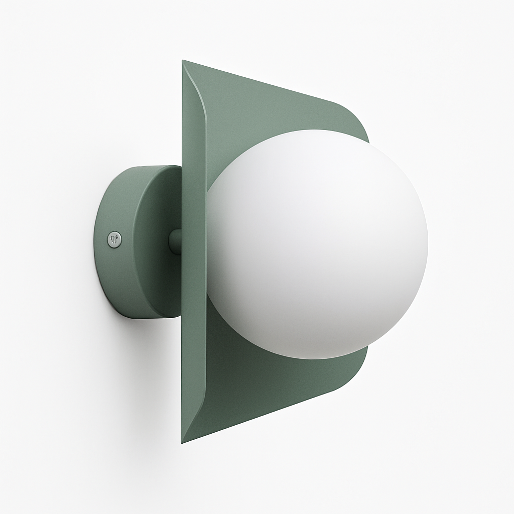 Hexagonal Metal Sconce with White Globe Shade, E27 Socket, 10-Inch Contemporary Fixture for Hallways, Nurseries & Bedrooms