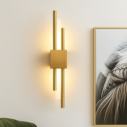 Modern Vertical LED Wall Sconce with Metal Bar & Acrylic Diffuser – Dual-Direction Up Down Light for Bedroom Living Room Hallway