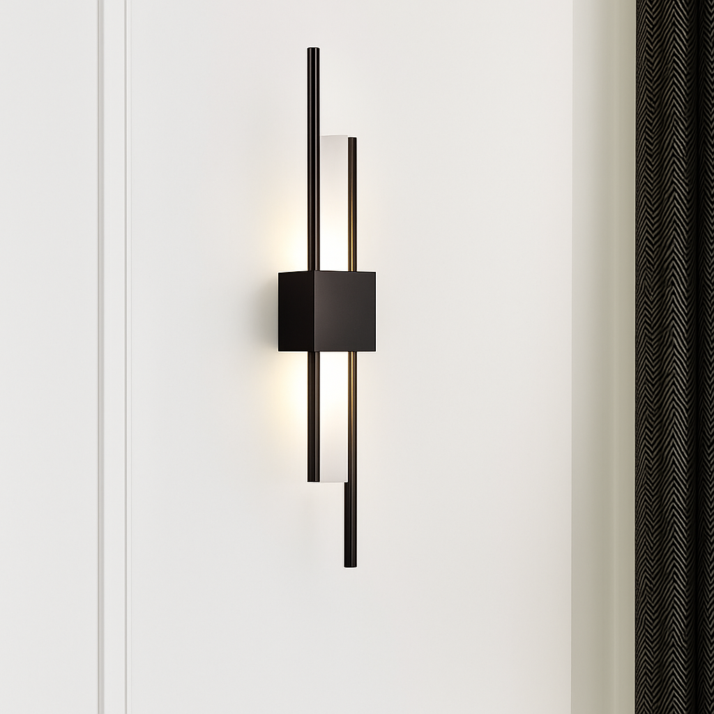 Modern Vertical LED Wall Sconce with Metal Bar & Acrylic Diffuser – Dual-Direction Up Down Light for Bedroom Living Room Hallway
