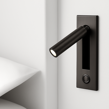 Recessed LED Reading Light Square Wall Sconce Aluminum Bedside Lamp for Bedroom Hotel Contemporary Downlight Fixture Matte Black White