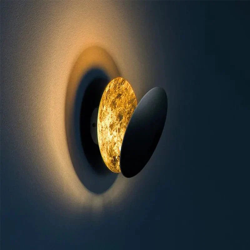 Applique murale Eclipse réglable, disque en métal rotatif de 12 pouces de diamètre, finition noire, éclairage d'ambiance pour chambre, salon, couloir, intérieur