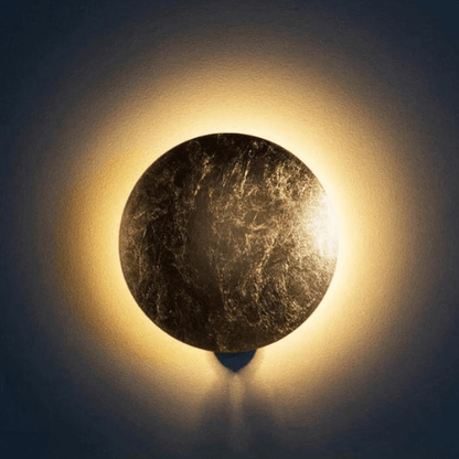 Applique murale Eclipse réglable, disque en métal rotatif de 12 pouces de diamètre, finition noire, éclairage d'ambiance pour chambre, salon, couloir, intérieur