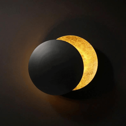 Applique murale Eclipse réglable, disque en métal rotatif de 12 pouces de diamètre, finition noire, éclairage d'ambiance pour chambre, salon, couloir, intérieur