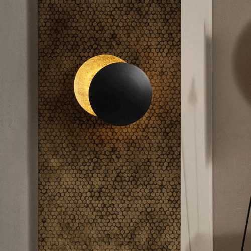 Applique murale Eclipse réglable, disque en métal rotatif de 12 pouces de diamètre, finition noire, éclairage d'ambiance pour chambre, salon, couloir, intérieur