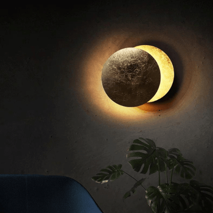 Applique murale Eclipse réglable, disque en métal rotatif de 12 pouces de diamètre, finition noire, éclairage d'ambiance pour chambre, salon, couloir, intérieur