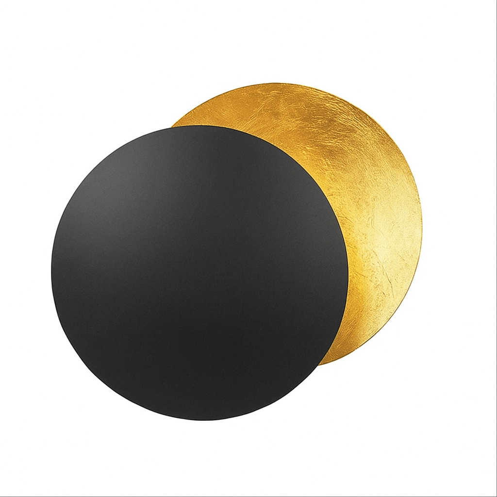 Applique murale Eclipse réglable, disque en métal rotatif de 12 pouces de diamètre, finition noire, éclairage d'ambiance pour chambre, salon, couloir, intérieur
