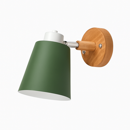 Adjustable Metal Wall Sconce with Wood Bracket & Swivel Shade for Bedroom and Living Room – Modern Nordic LED Light Fixture