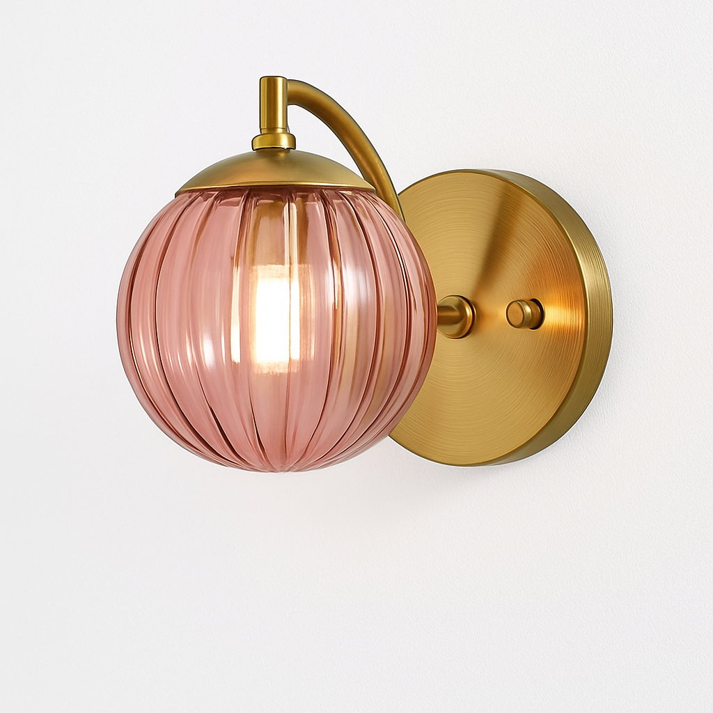 Gold Metal Wall Sconce with Smoked Glass Globe | Modern Wall Light for Living Room Bedroom Bathroom | European Design Wall Mounted Fixture