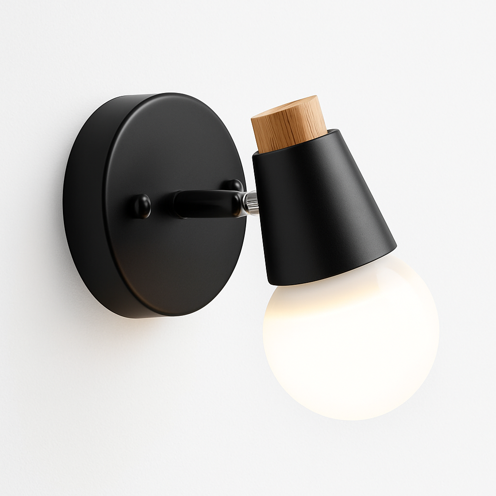 Scandinavian Wood & Metal Sconce E27 Socket 7.5×5×4.7 Inch White Black Antler Branch Reading Light Bedside Hallway Fixture Minimalist Decor