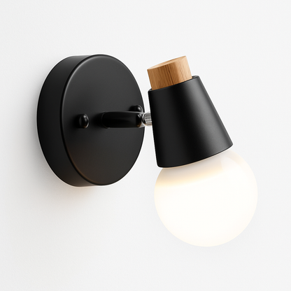 Scandinavian Wood & Metal Sconce E27 Socket 7.5×5×4.7 Inch White Black Antler Branch Reading Light Bedside Hallway Fixture Minimalist Decor