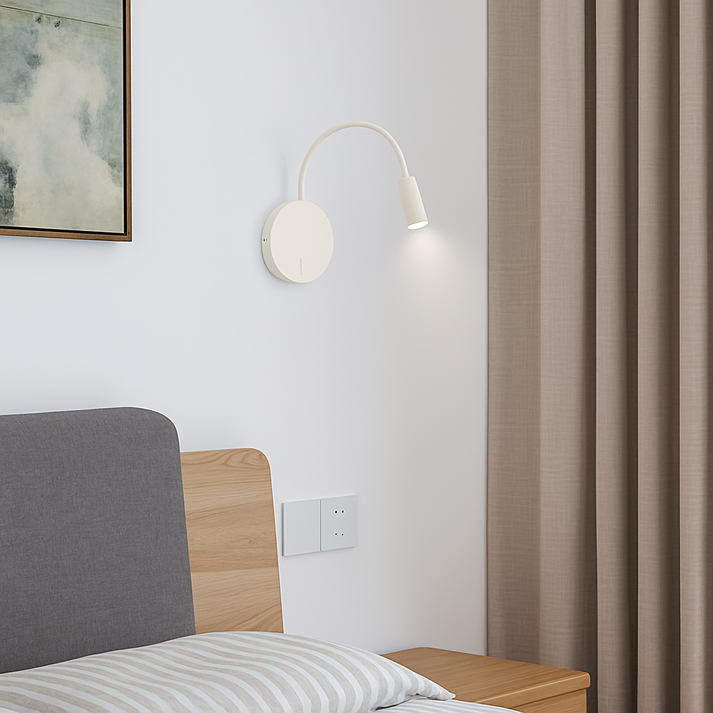 Adjustable LED Wall Sconce for Bedside Reading Light Rechargeable Battery Powered Directional Task Lamp Headboard Lighting Fixture for
