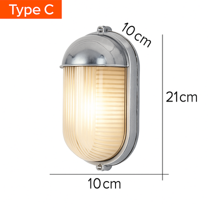 Industrial Outdoor Wall Sconce E27 Glass Shade IP65 Waterproof Vintage Aluminum Light Fixture for Porch Patio Garden Entryway