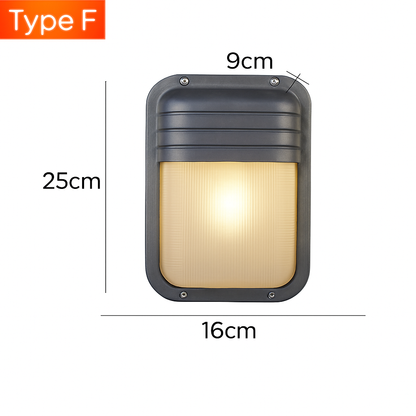 Industrial Outdoor Wall Sconce E27 Glass Shade IP65 Waterproof Vintage Aluminum Light Fixture for Porch Patio Garden Entryway