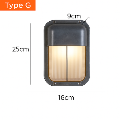 Industrial Outdoor Wall Sconce E27 Glass Shade IP65 Waterproof Vintage Aluminum Light Fixture for Porch Patio Garden Entryway