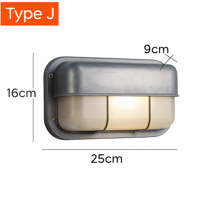 Industrial Outdoor Wall Sconce E27 Glass Shade IP65 Waterproof Vintage Aluminum Light Fixture for Porch Patio Garden Entryway