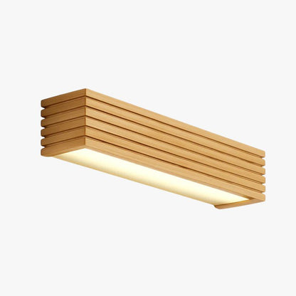 Carved Wood LED Wall Sconce Light – Rectangular Modern Ambient Fixture for Bedroom, Living Room, Bathroom – Energy Efficient Integrated