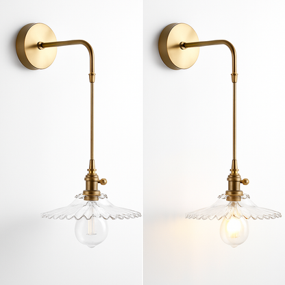 Handcrafted Copper Wall Sconce with Tinted Glass Shade, LED Included, Art Deco Style for Bedroom & Living Room