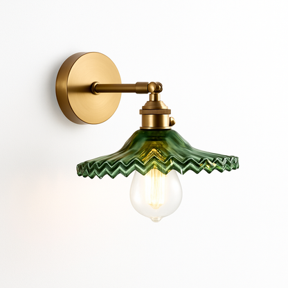 Handcrafted Copper Wall Sconce with Tinted Glass Shade, LED Included, Art Deco Style for Bedroom & Living Room