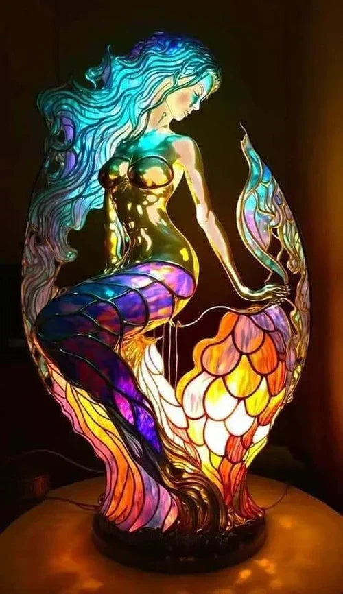 Stained Glass Wildlife Table Lamp Decorative Animal Accent Light Handcrafted Style Illumination for Bedroom Nightstand Living Room Desk