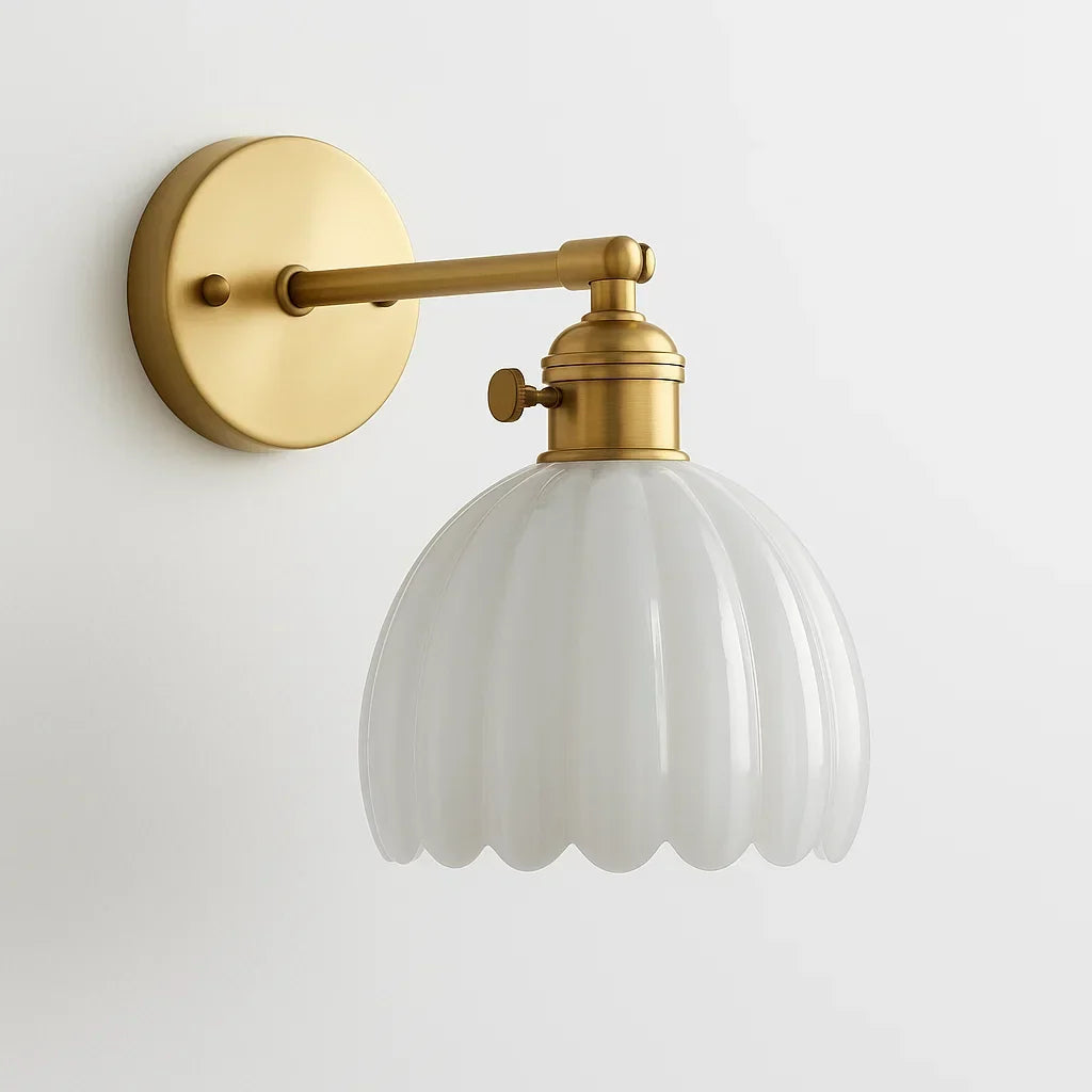 Tulip Glass Wall Sconce | Vintage Flower Shade Light Fixture for Bedroom, Living Room & Hallway | E27 Socket