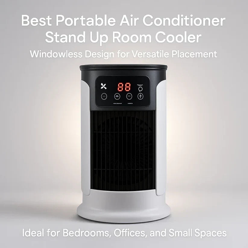 Personal Evaporative Air Cooler with Humidifier 18W Freestanding Fan Tower for Bedroom Dorm Office Desktop Tabletop Rooms