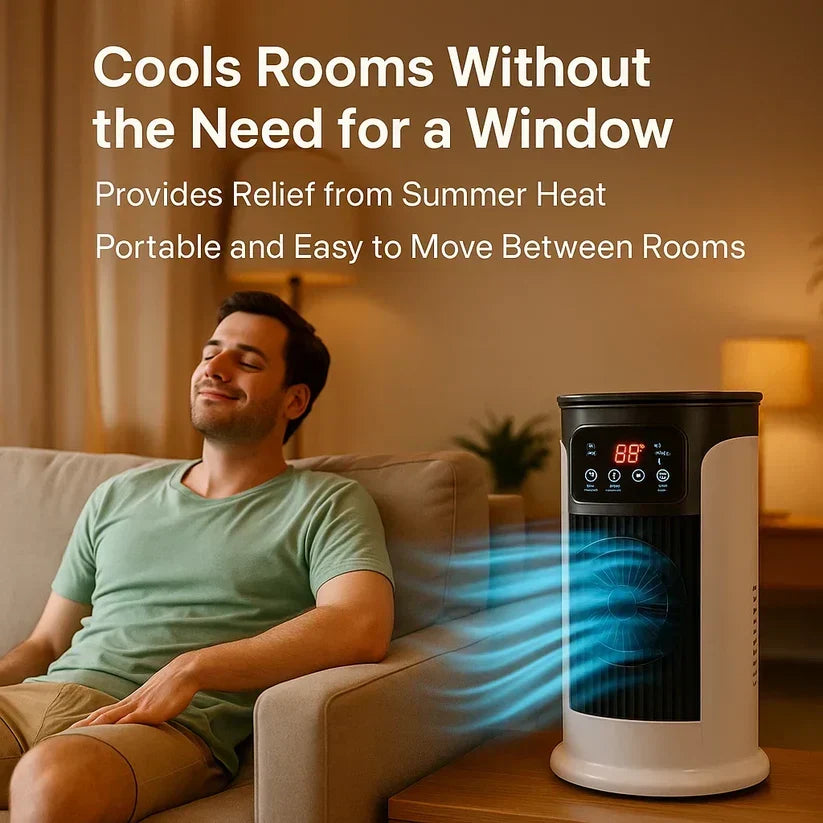 Personal Evaporative Air Cooler with Humidifier 18W Freestanding Fan Tower for Bedroom Dorm Office Desktop Tabletop Rooms