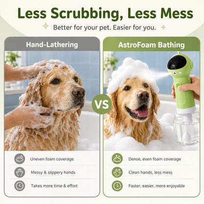 Ortekor AstroFoam Pet Bath Bubble Maker for Home Dog Baths - One-Press Dense Foam Sprayer for Less Hand-Scrubbing & Cleaner Bath Time